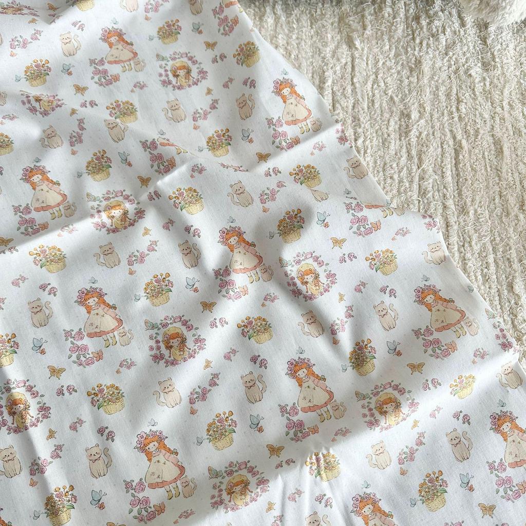 Korean Style 100% Cotton Digital Print Cartoon Fabric for Children's, Family, and Homewear DIY