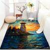Seaside Lighthouse Stained Glass Window Print Carpet for Bedroom Living Room Bedside Sofa Floor Mat Modern Home Decor Area Rug