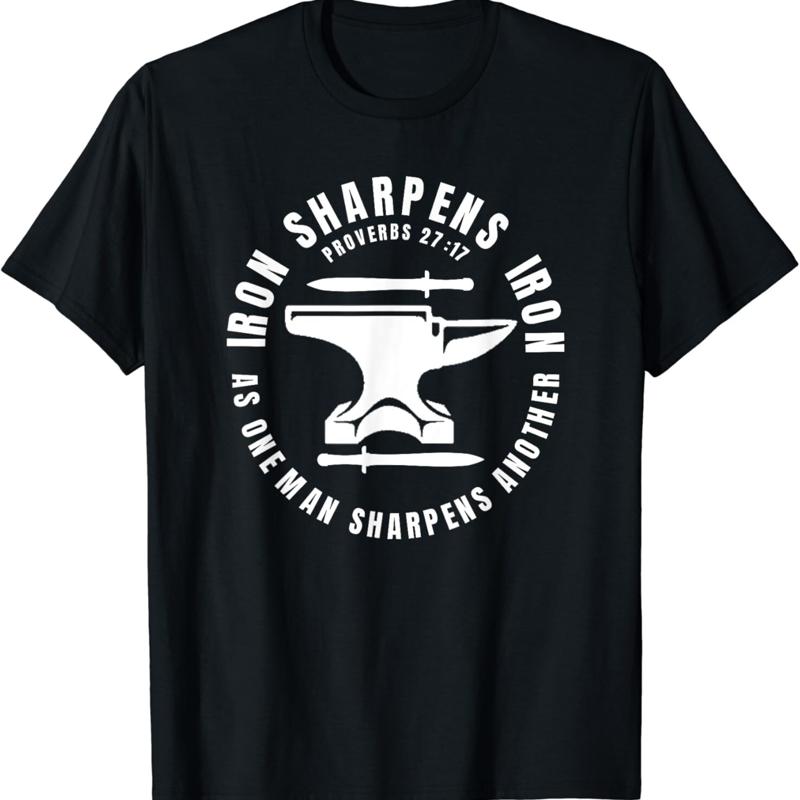 

Vintage Blacksmith Proverbs 27_17 As Iron Sharpens T Shirt 5XL різнокольоровий