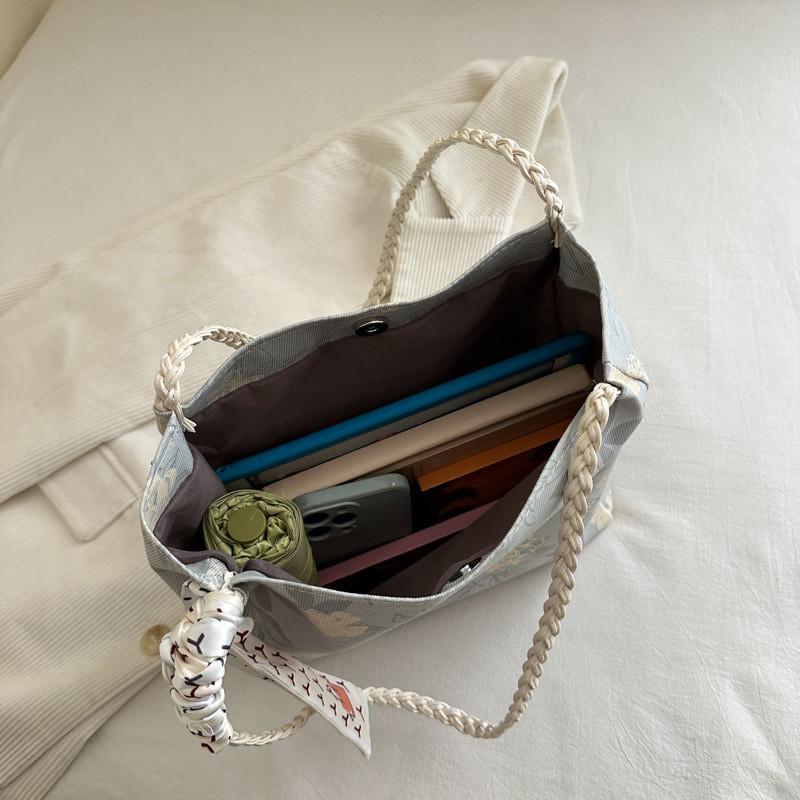 Embroidery Scarf Silk Flower Floral Nylon Bag Magnetic Closure Daily Women Use