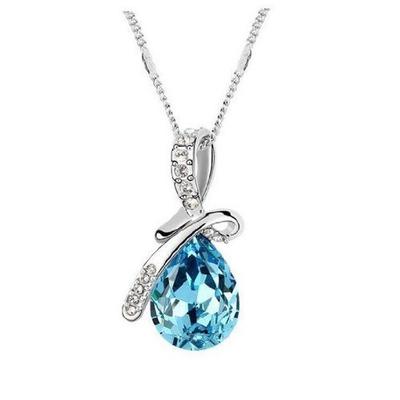 No Brand Large Droplet-shaped Necklace 6 Colors Womens (Light Blue)