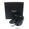 Pristine PRADA Sneakers Triangle Logo Triangle Plate Black Nappa Leather Mens 6 Used