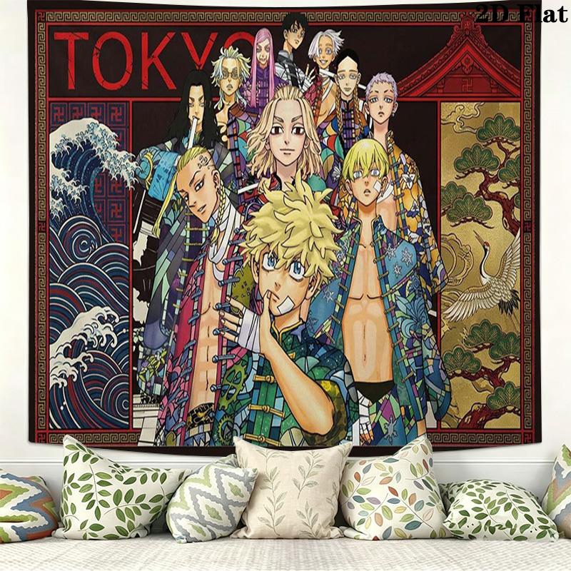 TOKYO REVENGERS Nástěnná tapiserie Estetické závěsné na zeď Tištěná látková přikrývka Dekorační tapiserie do ložnice obývacího pokoje Domácí dekorace