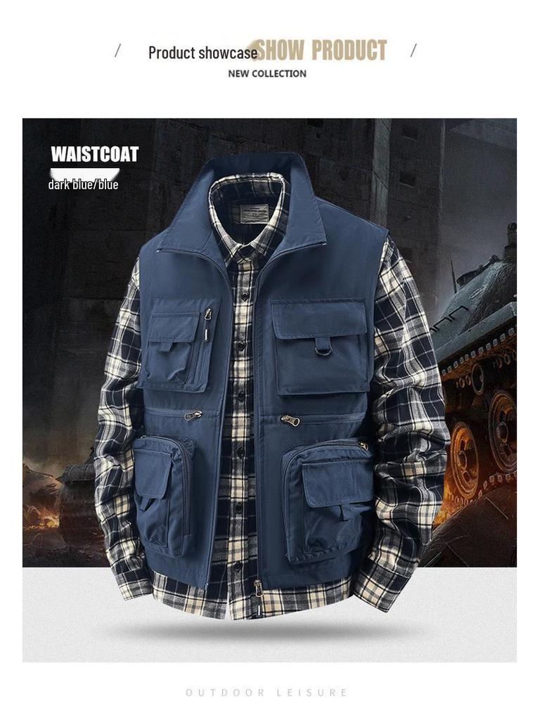 Men's Outdoor Workwear Multi-Pocket Vest - Thin, Sleeveless Fishing & Photography Jacket