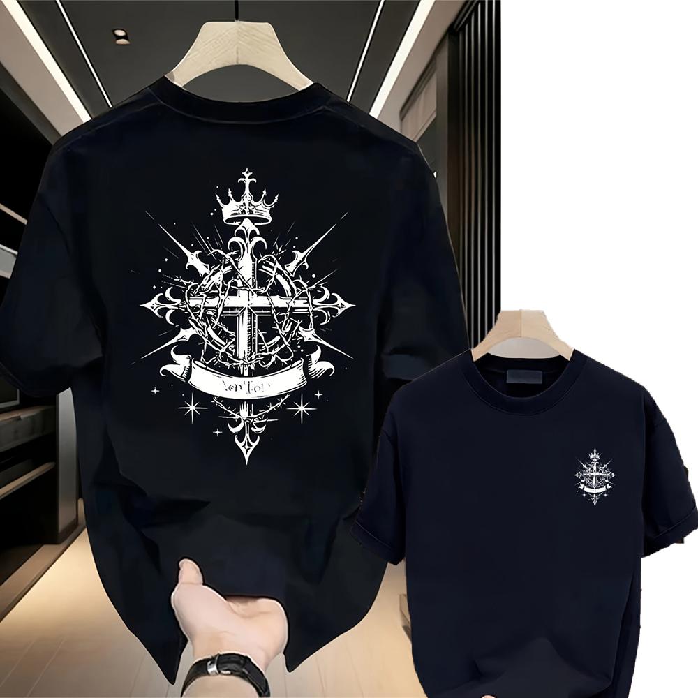 Harajuku Gothic Style Printed Men's T-shirt Casual Loose Sports Short Sleeved Tops Unisex Cotton T Shirts Summer Street Men Tees