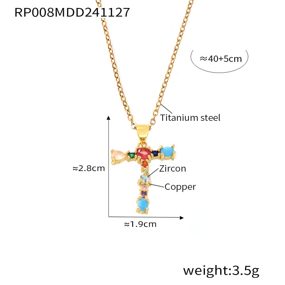 Colorful Zircon Alphabet Pendant Necklace - Hip-Hop Style