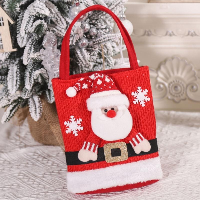 Festliche Filz-Geschenktasche mit Weihnachtsmann- und Schneemann-Motiven Süßigkeitentüten Geschenk für Weihnachtsverpackung