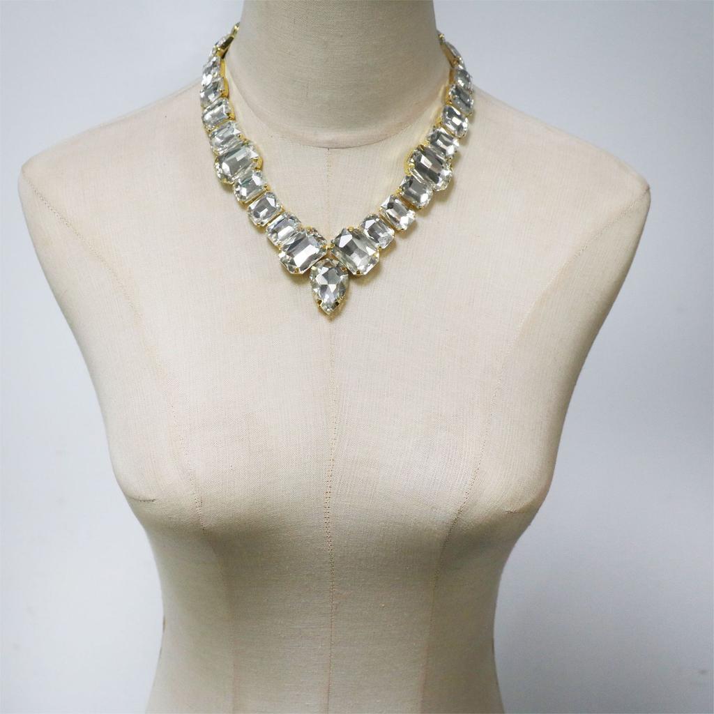 European And American Jewelry, Fashionable Square Rhinestone Necklace, Fashionable Dinner Party Neck Jewelry Accessories