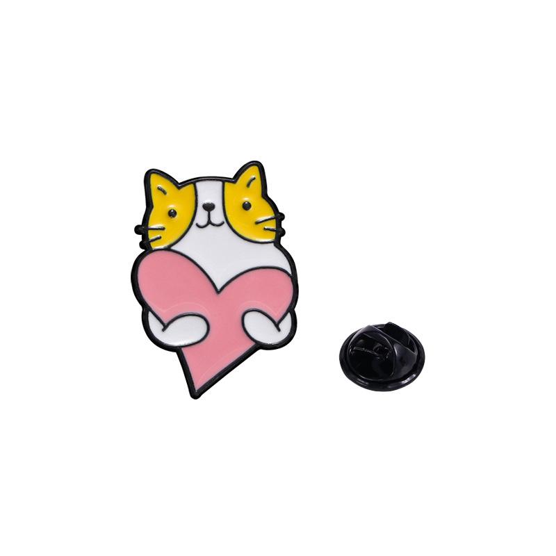 Cute Cat Holding Candy Cartoon Brooch Female Love Cute Little Animal Anti-light, No Sewing and Dripping Oil