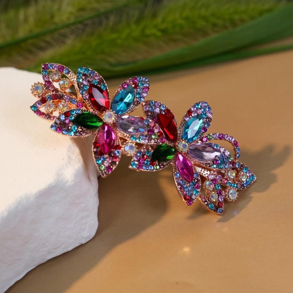 High-End Rhinestone Alloy Hair Clips: Versatile Large Spring Clips for Women's Hair