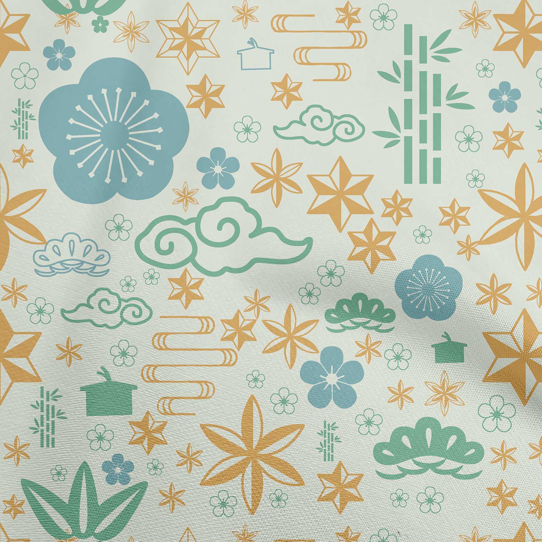 

OneOone Cotton Flex Blue Тканина Азіатська Японська сукня Тканина Тканина з принтом у дворі 40 дюймів 42 Inch Wide - Viscose Chiffon м ята зелений колір