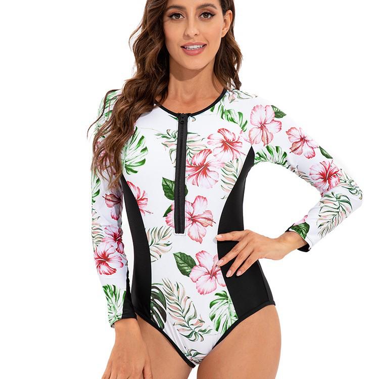 Women's Long Sleeve Sexy Sport Surfing Swimsuit with European & American Print