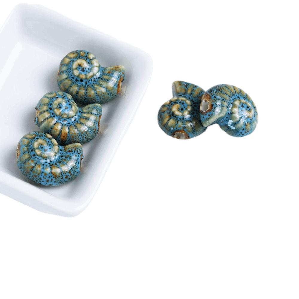 Glazed Snail Ceramic Beads Retro DIY Jewelry Making Pendant Conch Spacer Porcelain Beads Craft