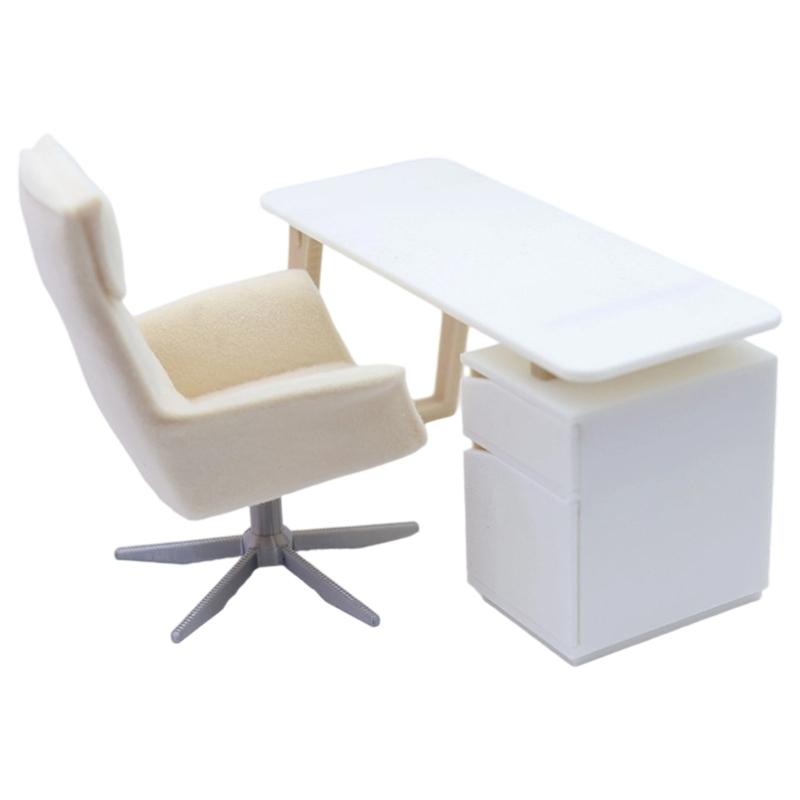 

Detailed Mini Office Furniture Set For 1/12 Dollhouses Scene Including Desk And Chair Premium Plastic Materials 1