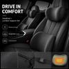 Car Headrest Neck Pillow and Lumbar Support Cushion Set Memory Foam Back Waist Pillow for Auto Seat Driving Comfort
