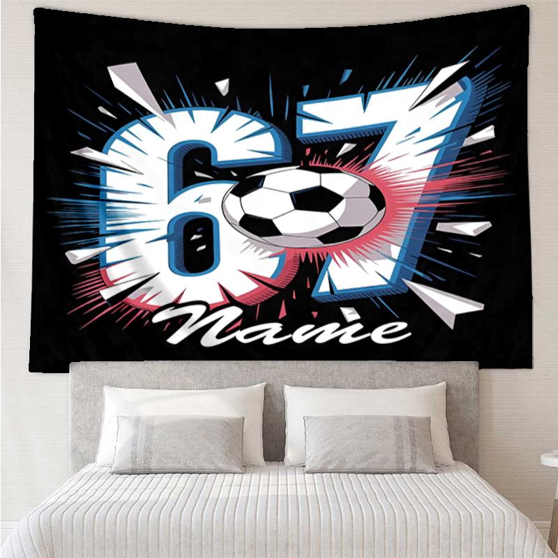 Custom Name 67 Print Tapestry, Backdrop, Easy Setup, Ideal for Bedroom, Office & Living Room, with Aesthetic Wall Hanging Decor.