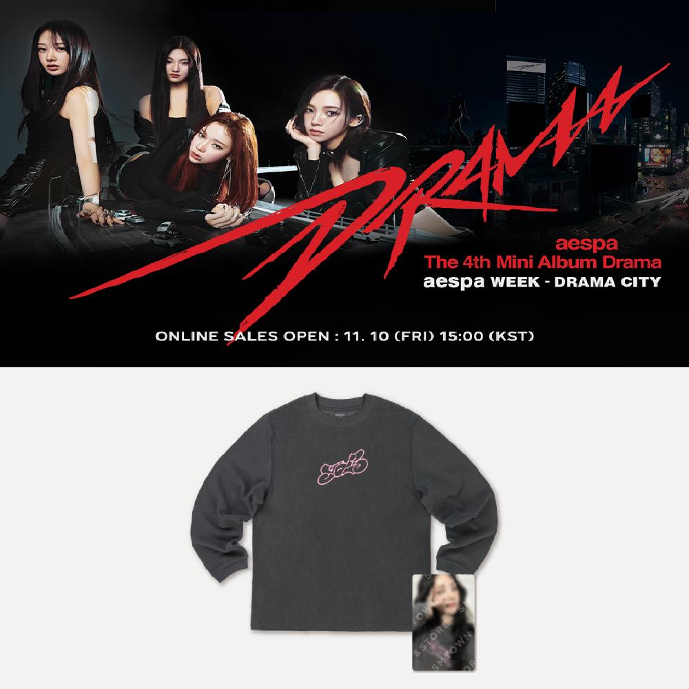 

2-й предзаказ: футболка с длинными рукавами aespa WEEK DRAMA CITY + набор фотокарточек