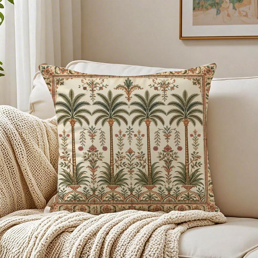 Palm Tree Patterned Pillow Case Breathable Organic Short Plush Cushion Covers Machine Washable WrinkleResistant Soft Durable