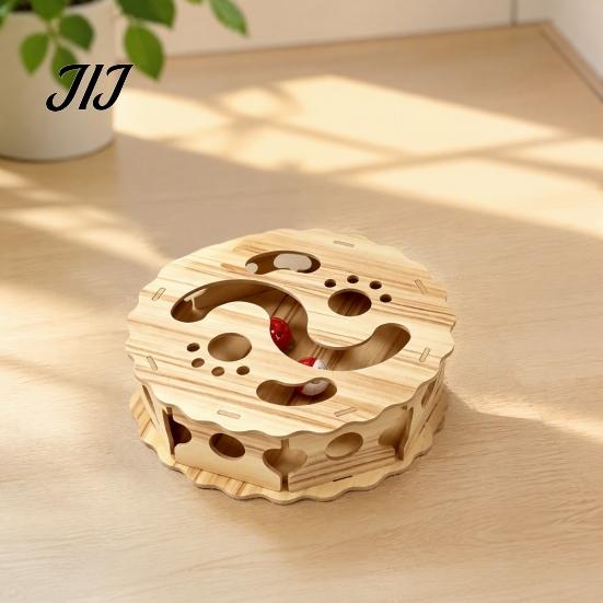 Cat Boredom Relief Interactive Toy with Rolling Balls, Durable Density Board Scratching Mental Stimulation for Cats Toy, Anxiety Wooden Maze