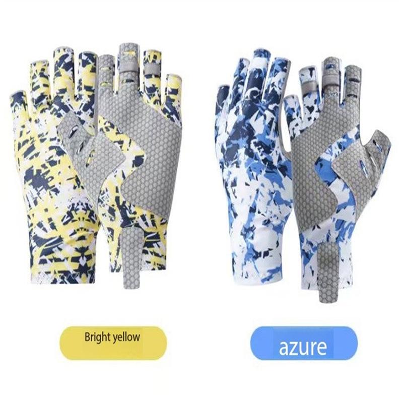 Men's Wear-Resistant Non-Slip Half-Finger Fishing Gloves, Breathable & Sweat-Absorbent for Outdoor Lure and Sea Fishing