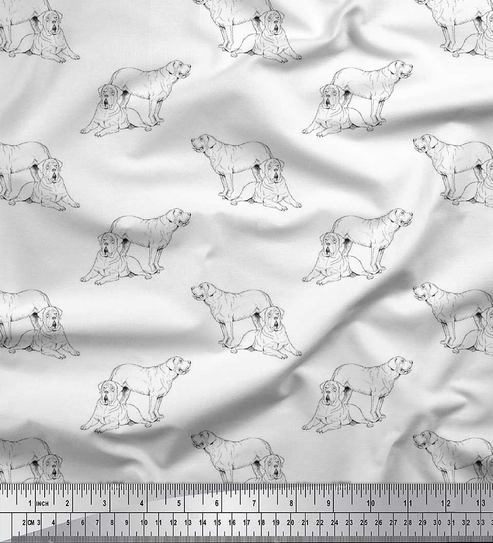 

Тканина для рукоділля Soimoi Japan Crepe Satin Fabric Bullmastiff Dog Printed Metre 42 Inch 42 Inch Wide - Poly Crepe білий