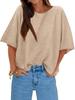 Maglione da Donna Oversize a Maniche Corte in Maglia Scollo a Barca Fantasia Pullover Autunnale