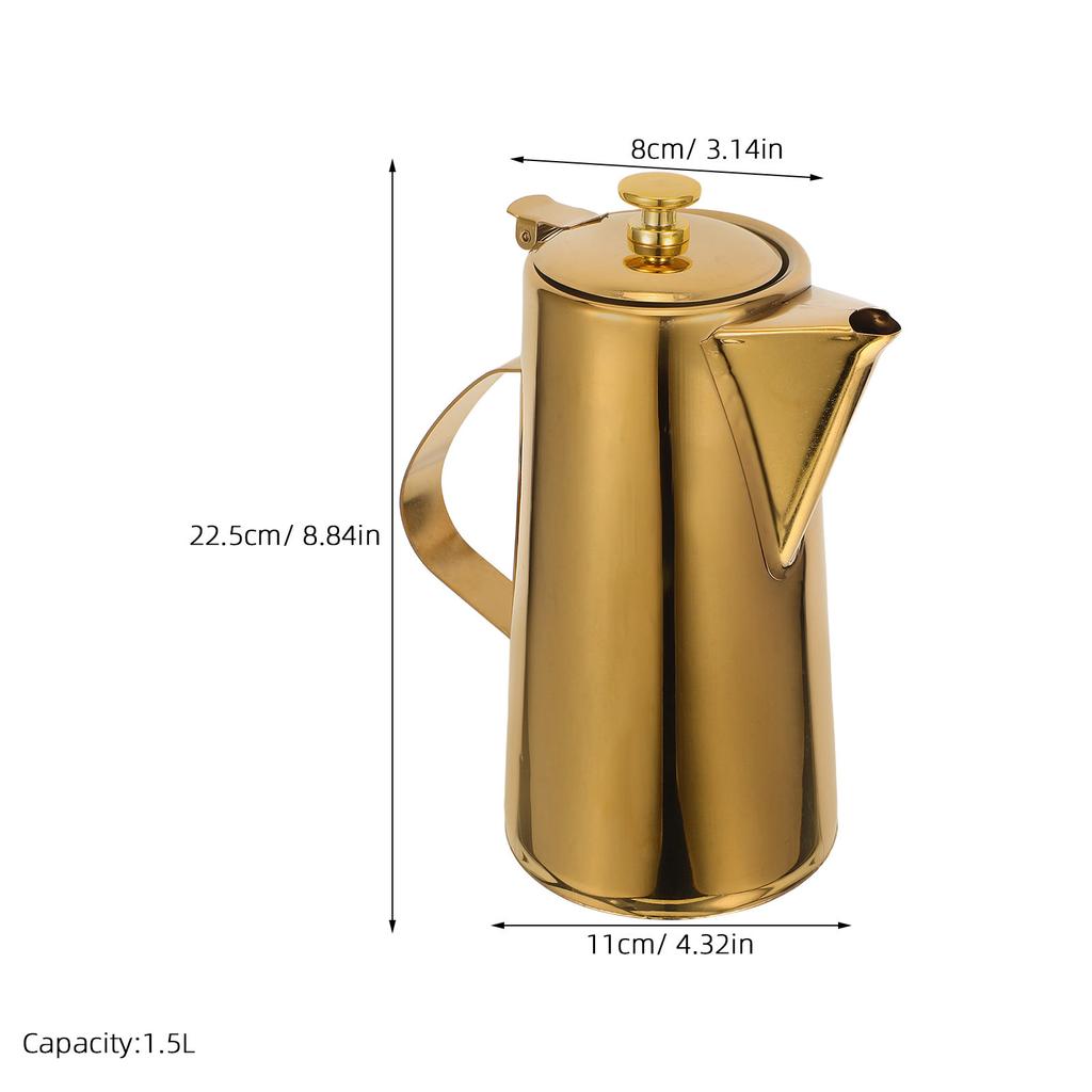 1.5L Stainless Steel Cold Water Jug Kitchen Pitcher Ergonomic Handle Drip-Free Spout Multipurpose Beverage Pot for Home and