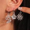 3paris/set Vintage Alloy Flower Dangle Earrings Sunflower Rose Earrings for Women Girls Party Holiday Jewelry Gifts
