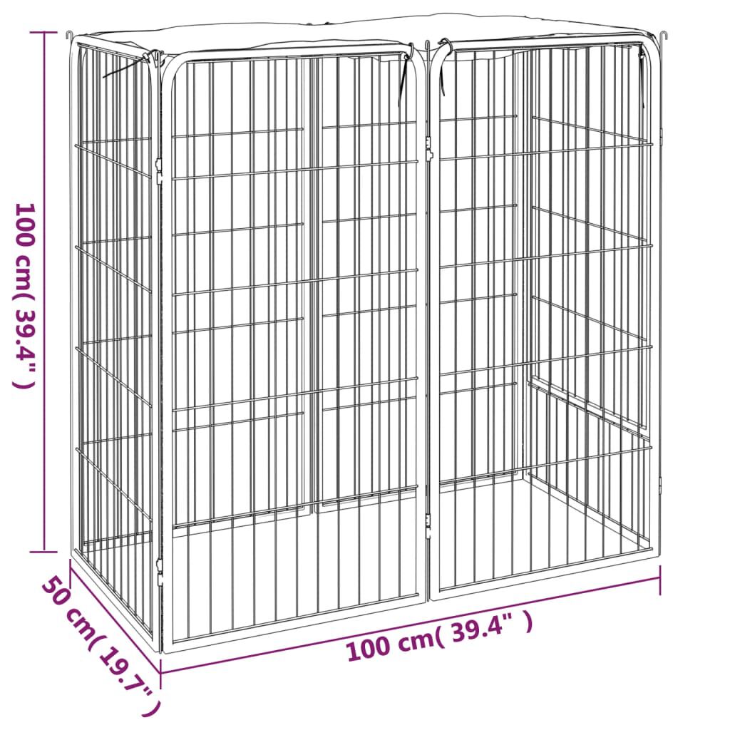 vidaXL Dog Playpen 6 Panels Black 50x100cm Powder Coated Steel
