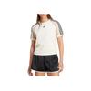 Adidas Originals Gestreiftes Rundhals Kurzarm T-Shirt Damen Tops Magisches-Weiß KC0770