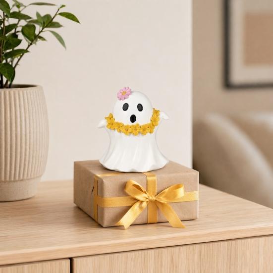 jijijing Halloween Ghost Figurine, Spooky Resin Statue, Classic Decoration for Indoor Outdoor Tabletop Decor, Durable Retro Ornament Gift