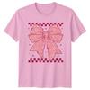 Pink Doodle Bow Heart Kawaii Unisexs TShirt Coquette Aesthetic Fashion