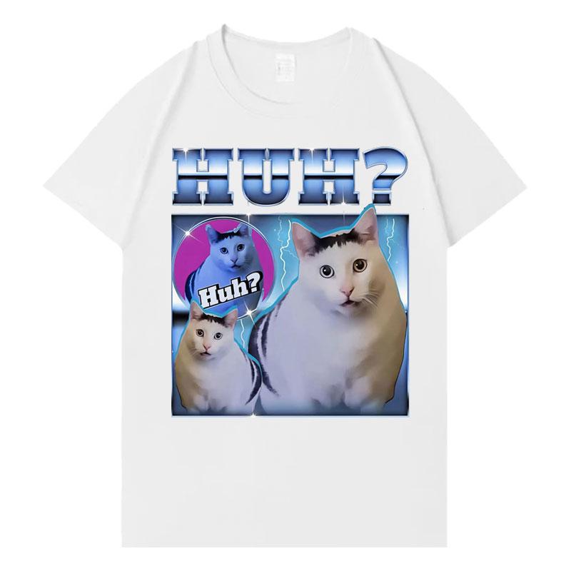 2026 Huh Meme Cat T Shirts Funny UnisexWomen Short SleeveTshirt Trendy Summer Aesthetic ONeck Loose Tops High Quality Tees Shirts