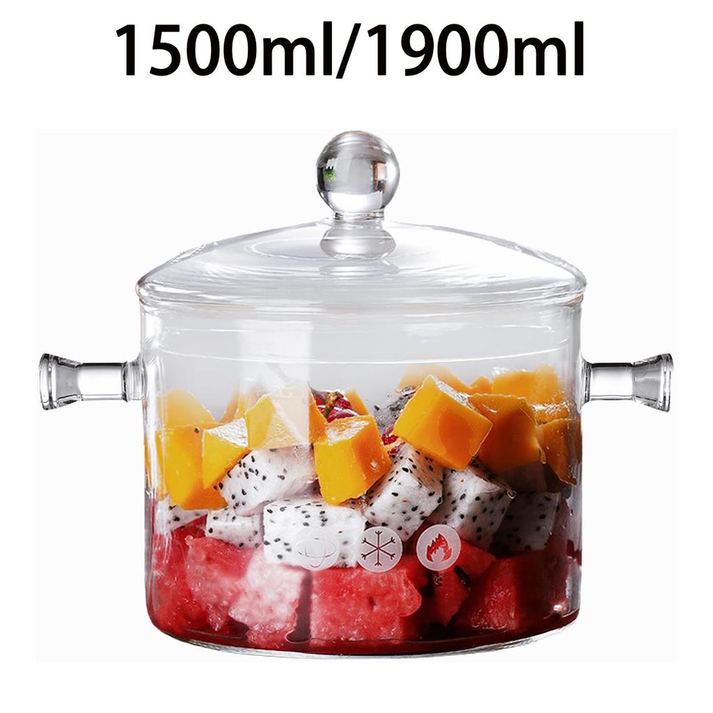 Aesthetic Glass Soup Pot Cookware Resistant Binaural Saucepan Pasta Stovetop Stew Cooking Pot Stockpot Kitchen Accessories Tool