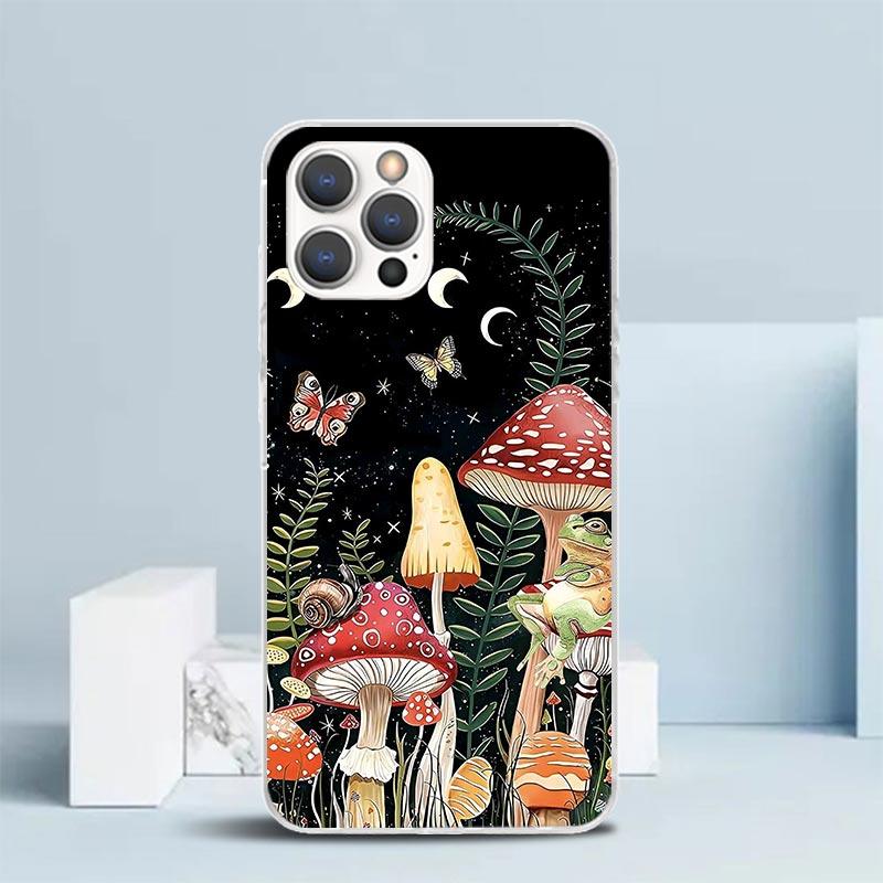 Colorful Mushroom Soft Cover for iPhone 16 17 Air 15 14 Pro Max 16E Phone Case 13 Mini 12 11 7 SE 8 Print Pattern Fit Cases 16 1