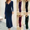 Women's Long-sleeved V-neck Slim and Elegant Fishtail Evening Dress