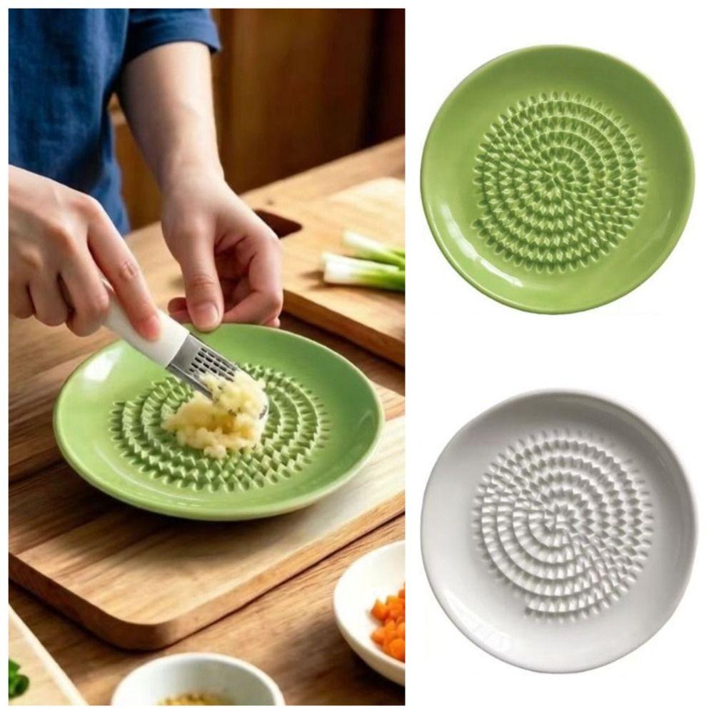 Ceramic Garlic Ginger Grater Round Shape Garlic Shredding Plate Convenient Food Grinder Household