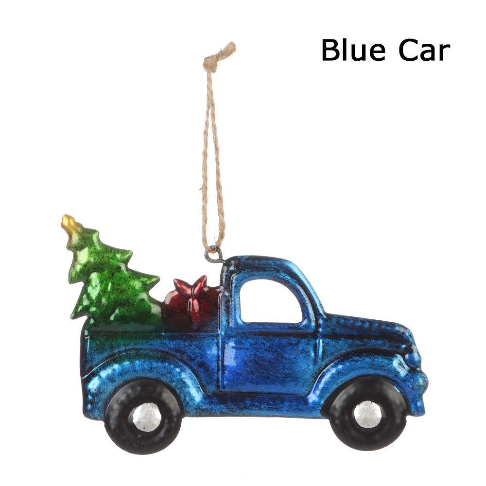 

Painted Craft Xmas Tree Decorations House Shape Christmas Hanging Ornaments Truck Car Pendants blue car