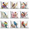 Neuer Kissenbezug mit Frühlingsblumen- und Vogelmuster Wohnzimmer Sofa Kissenbezug