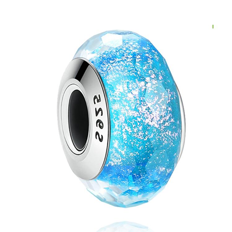 Brand New Authentic Original Copper Metal Flower and Leaf Cosmic Rainbow Charm Bead Component Murano Glass Bead Components Designed For Bracelet High