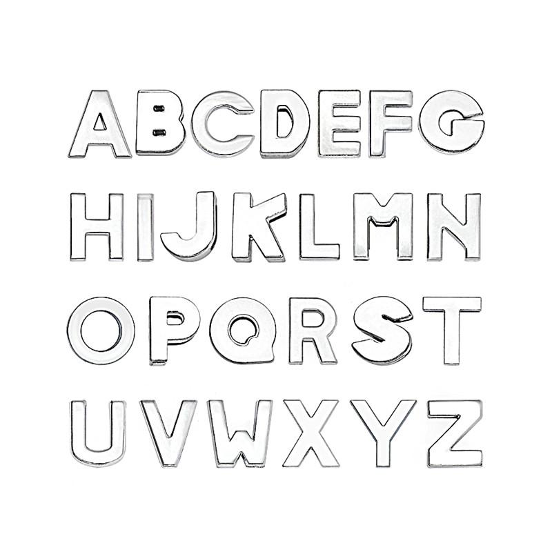 182pcs/lot 8mm 10mm Silver Plain Slide Letter Charms Alphabet A-Z For Bracelet Wristband Keychain Pet Collar DIY Jewelry Making