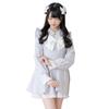 [Yumetembo] Mass-produced Landmine Style Clothing [Dear My Love] Casual Dress, Lace Pearl Ribbon Frill Dress, Women's, Mini, Gray, Yumetenbo