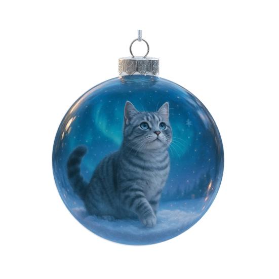 Cute Cat Christmas Ball Ornament 3D Animal Clear Plastic Ball Xmas Tree Ornaments for Cat Lovers Winter Home Decor