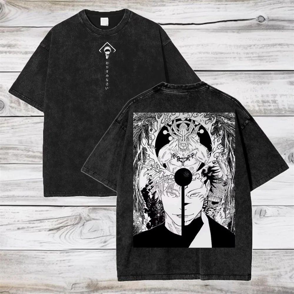 Gojo Satoru Jujutsu Kaisen Tshirt Washed Cotton T-shirt T Shirt Men Women Clothing Summer Short Sleeve Tees Streetwear
