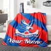 1pc Crystal Palace F.C Blanket with Custom Name, Gift, for Men and Women, Soft Blanket, Good for Sofa Bed Couch Travel, Lightweight Flannel Blanket