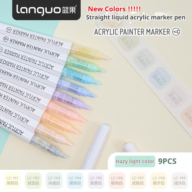 LANGUO 60Colors/box Direct Liquid Acrylic Paint Marker Pens Set Brush Color Marker Pen for DIY Painting Drawing Ceramic Glass