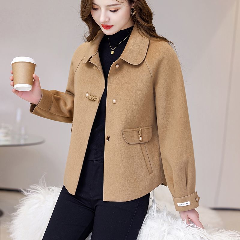 Autumn and Winter Short Double-Sided Plush Woolen Coat Loose Fit Jacket for Petite Women