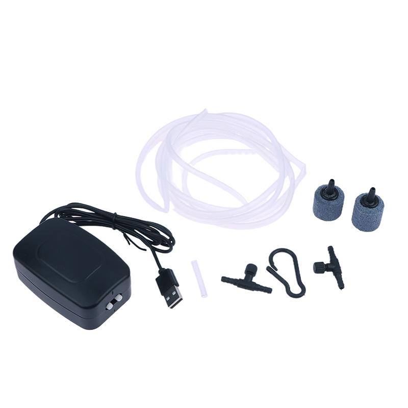 

USB 5 В 1 Вт Аквариумный кислородный воздушный насос Мини-компрессор для аквариума Двойной выход с обратным клапаном Бесшумный кислородный аэратор Пузырьковый аэратор чёрный