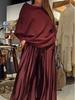 2026 Elegant Off-the-Shoulder Top & Satin Wide-Leg Pants Set