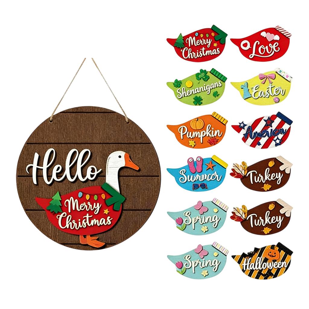13 Replaceable Wooden Creative Doorplates Welcome Signs Door Hanging Decoration